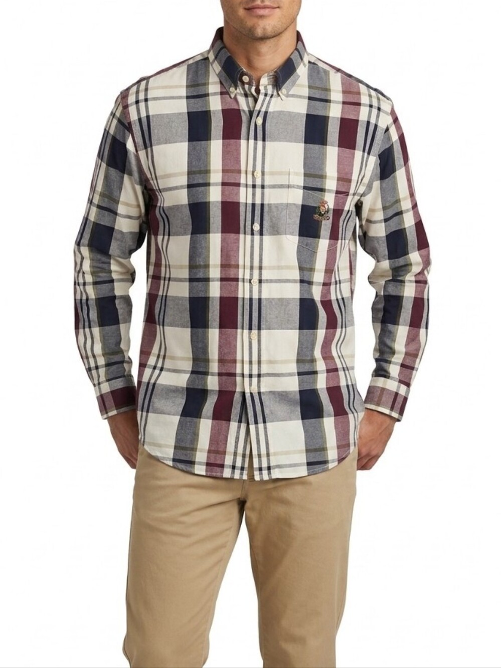 CHAPS Vintage  Men's Cotton Lightweight Plaid Buttondown Shirt
